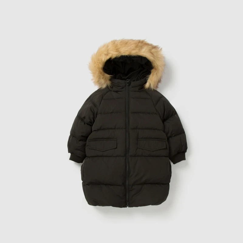 Новое пальто для девочек; зимняя куртка для маленьких девочек; Длинные куртки для малышей; детская парка; Верхняя одежда; длинное пальто для детей - Цвет: black