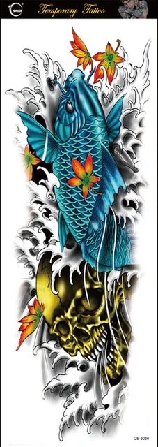 Tahan Air Tato Stiker Penuh Lengan Ukuran Besar Ikan Mas Koi Tato Air Transfer Flash Tato Tato Palsu Untuk Pria Wanita Skull Tattoo Tattoo For Menwaterproof Tattoo Aliexpress