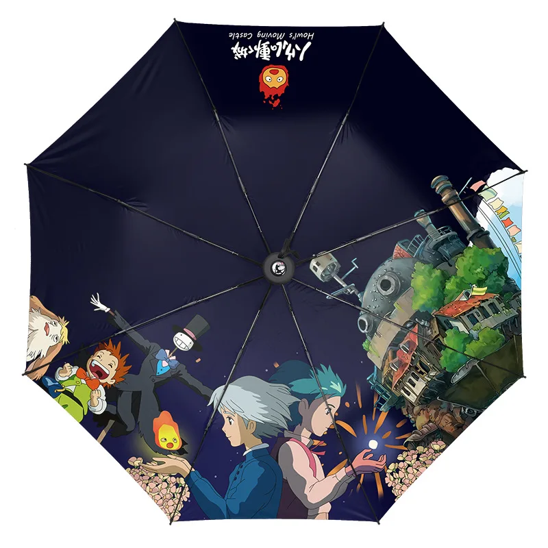 Аниме студия Ghibli Ponyo на скале Золотая рыбка зонтик Тройной складной Мультфильм ветрозащитный складной зонт от дождя и солнца - Цвет: Style 2