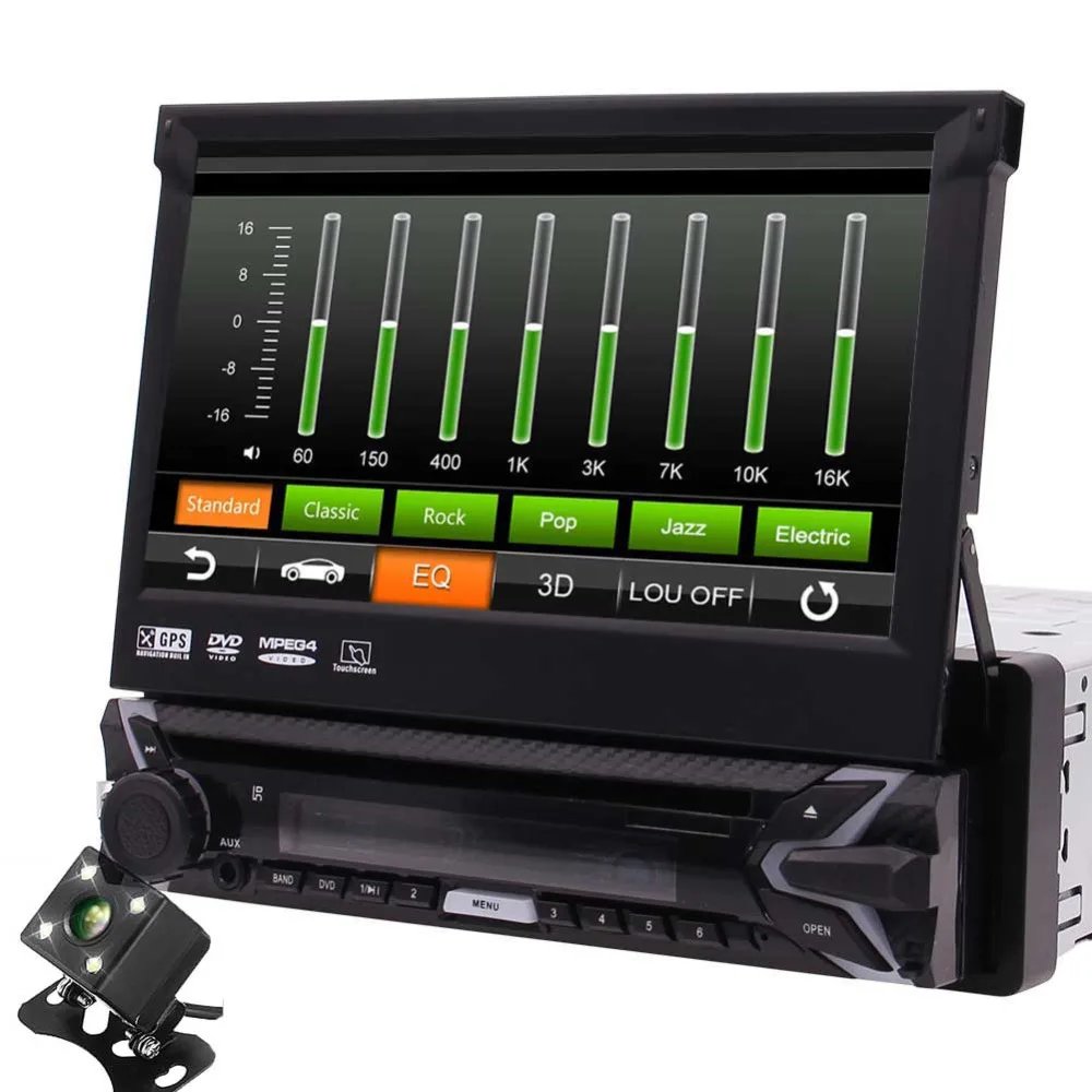 

1 Din Wince Car Audio Stereo 7 Inch Capacitive Touch Screen DVD Player Universal In Dash GPS Navigation Head Unit Detachable