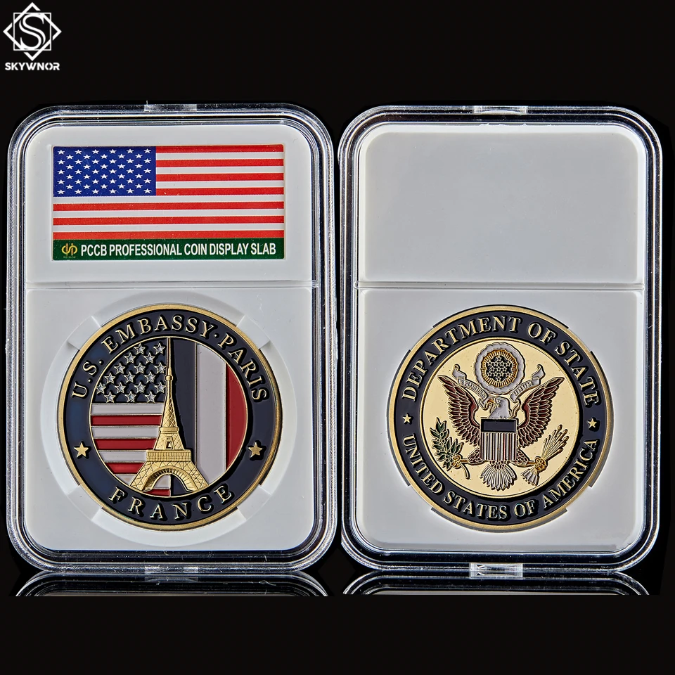 

USA Collectible Gold Challenge Coin Embassy Paris Department Of State Commemorative Medal Coin Gifts