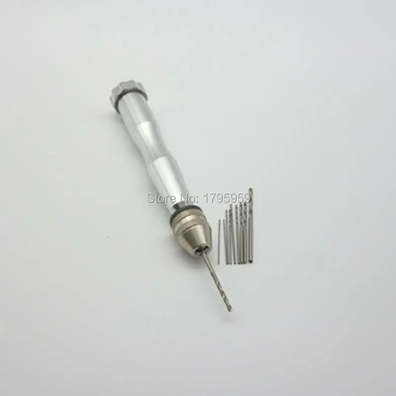 Mini Micro Aluminum Hand Drill Drilling With Keyless Chuck Reamer Hand Twist Drill Clamping Range 0.3-3mm +10pcs Twist Drill Bits (6)