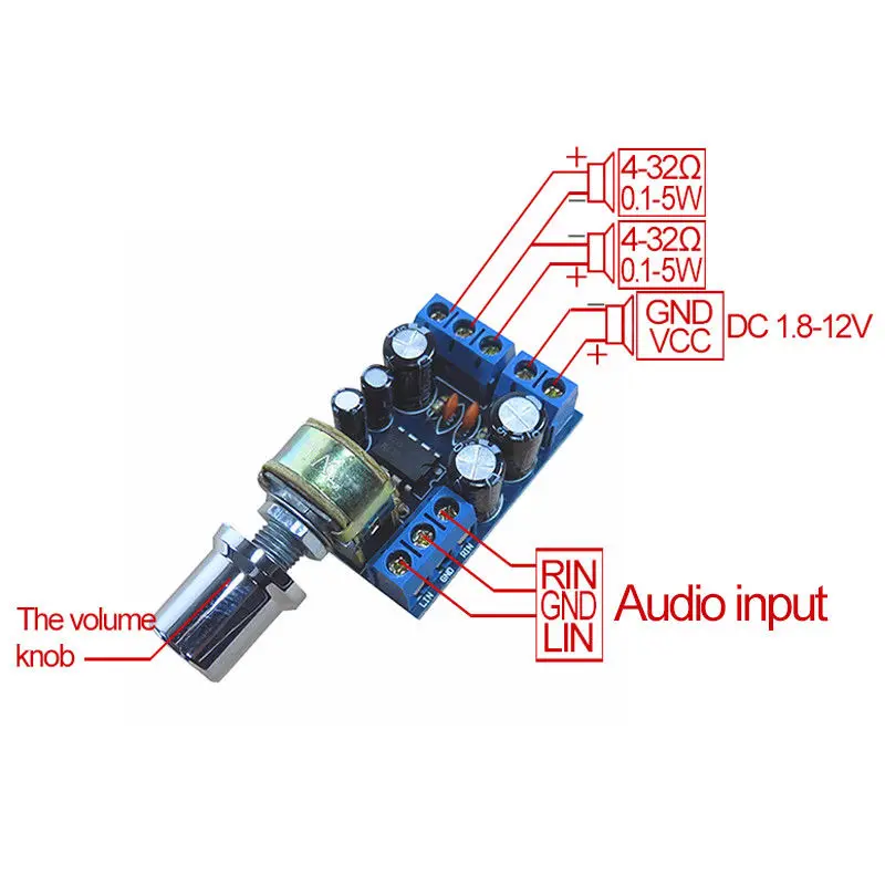 FULL-TDA2822 TDA2822M мини 2,0 канал 2x1 Вт стерео аудио усилитель мощности плата DC 5 в 12 В автомобильный регулятор громкости потенциометр Modu