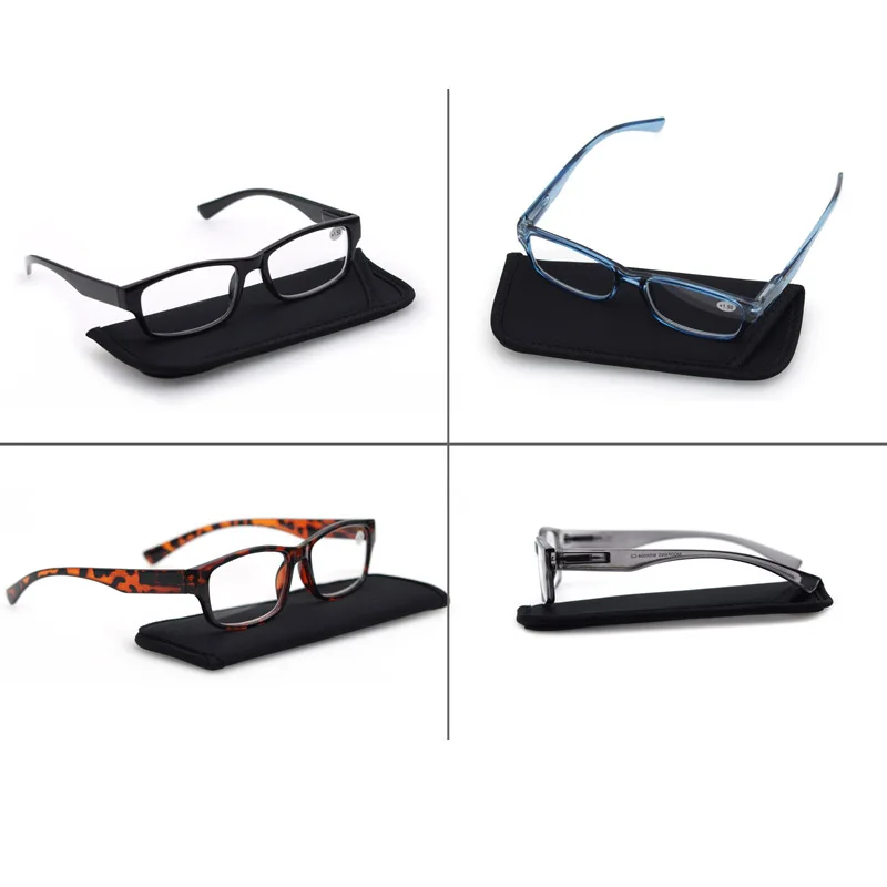 Reading Glasses Men Women Rectangle Durable Frame Readers Flexible Spring Hinge Clear View Magnification Strength +0.5 to +5.0 4