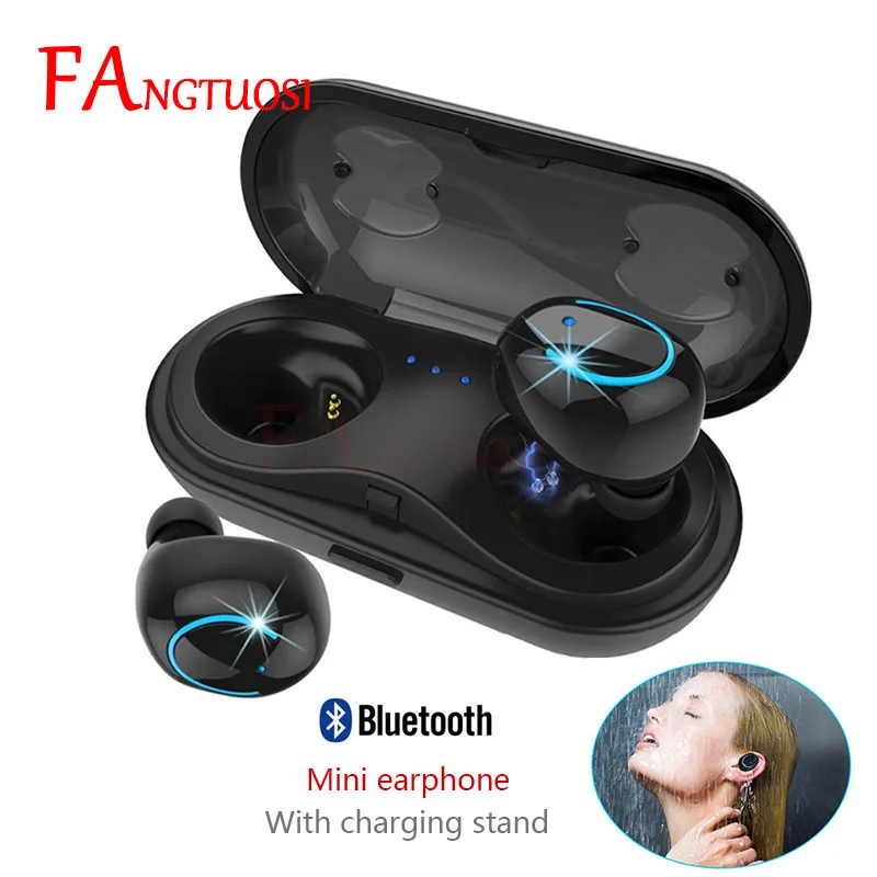 

FANGTUOSI Wireless Bluetooth Earphone Mini Headsets with Mic Handsfree Earbuds in-ear earphone With Charging Box for Android NEW