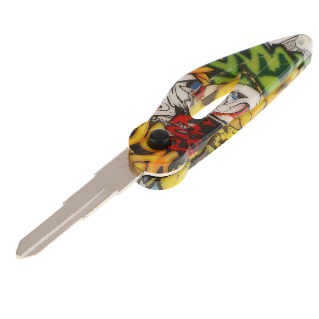 Cartoon Handle Motorcycle 5cm Blank Blade Flip Folding Key Uncut Left Slot A Pop-up Button
