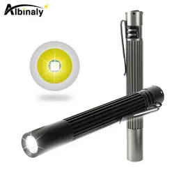 Портативный ручка клип светодиодный фонарик нескользящий водонепроницаемый алюминиевый сплав супер яркий мини фонарик Питание от 2