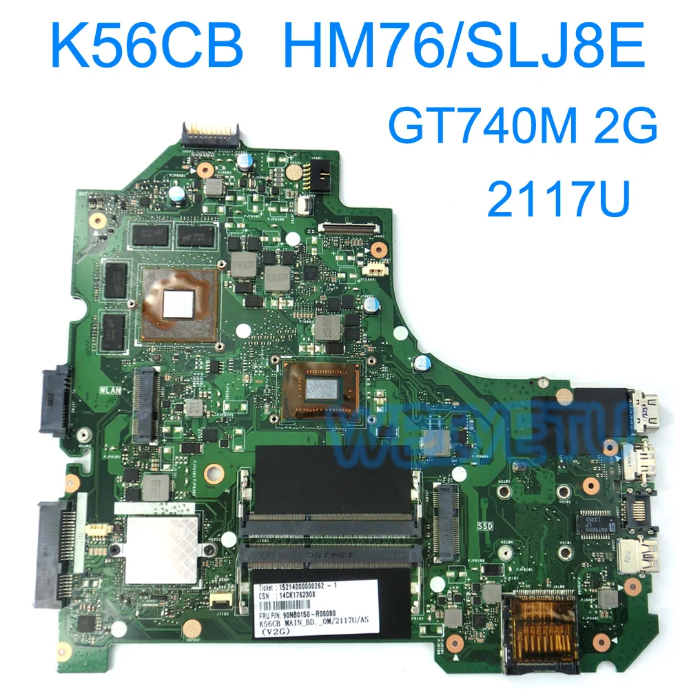 

K56CB With 2117U GT740 2GB Motherboard for ASUS K56CB K56CM K56C S550CM S550C Laptop Motherboard 100% tested Mainboard