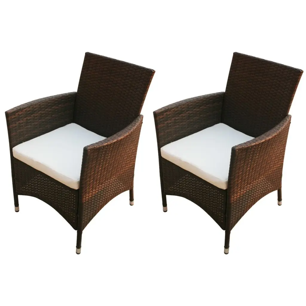 vidaXL Garden Chair Set 2 pcs Brown Poly Rattanin Garden Chairs from Furniture on Aliexpress