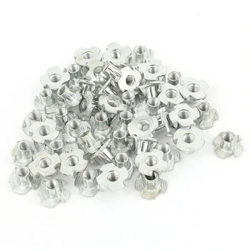 

50Pcs 4 Prongs Carbon Steel Zinc Plated T-Nut Tee Nut M5 x 8mm
