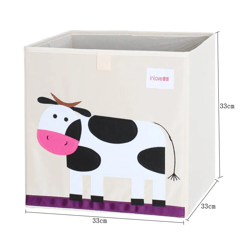 3d мультяшный ящик для хранения животных, детский игрушечный Органайзер, складная корзина для хранения одежды, офисный органайзер, шкаф для хранения, полка для книг - Цвет: Cow