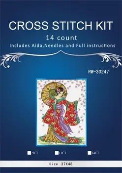 

ONEROOM Top Quality Lovely Hot Sell Counted Cross Stitch Kit Red Geisha Japanese Woman Lady Girl dmc