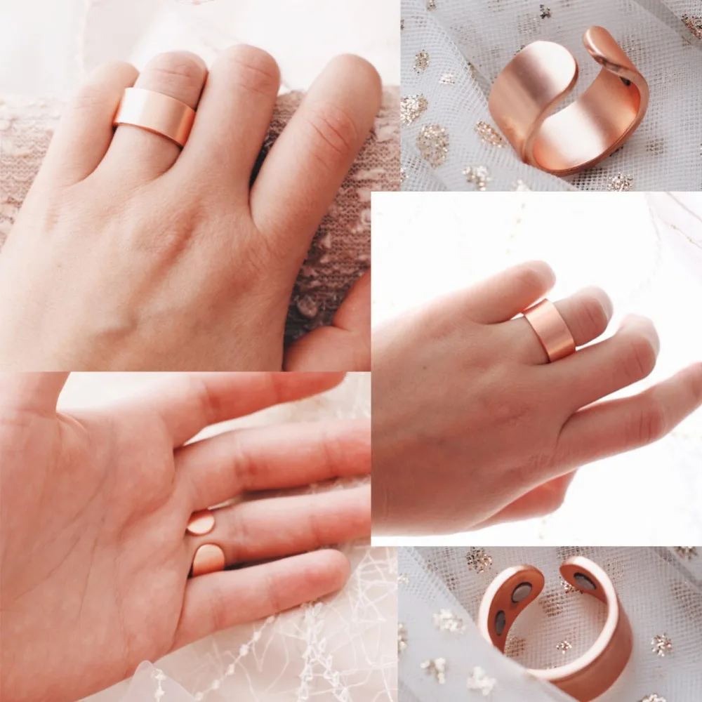 Sano rame puro anello magnetico terapeutico duraturo anelli magnetici in  rame apertura anello regolabile donna uomo regali - AliExpress