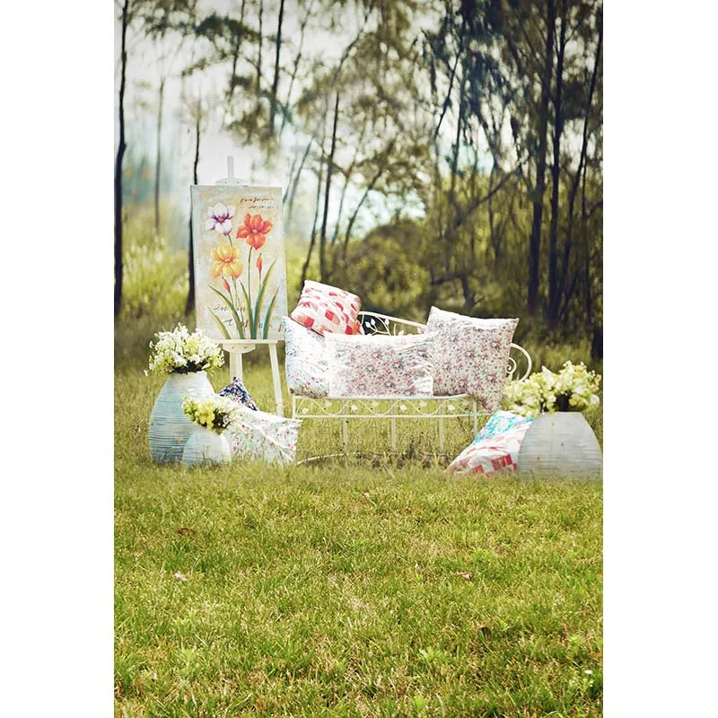 

Vinyl Photography Background Computed Printed Garden Bench Children Backdrops for Photo Studio CM-5956