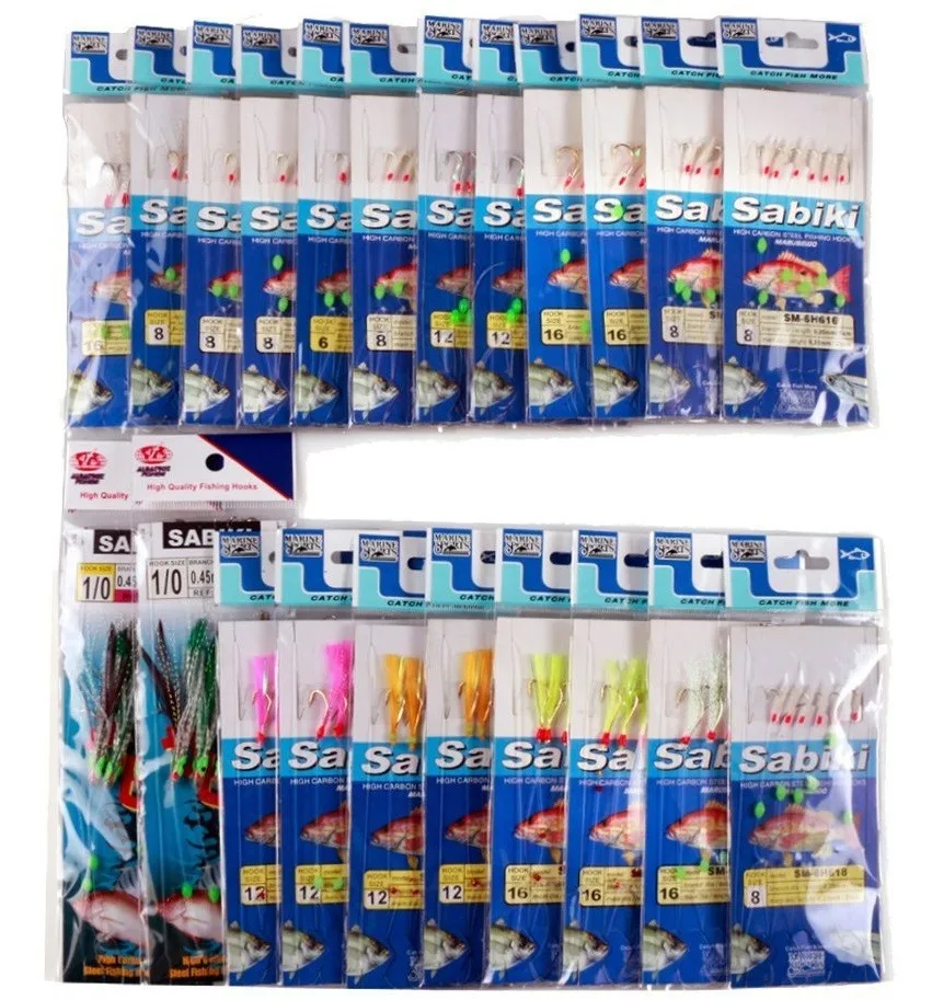 22 Packs mar pesca pesca sabiki y piscatore cebos con púas ganchos señuelo falso Set envío Fisher