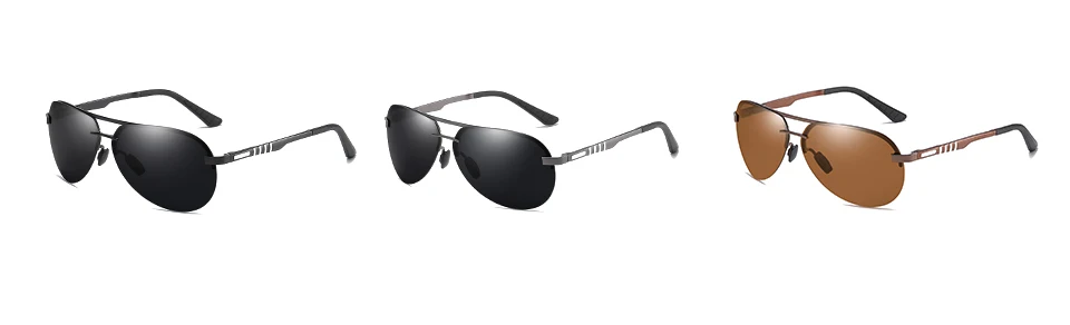 polarized sun glasses half frame brown metal frame (11)