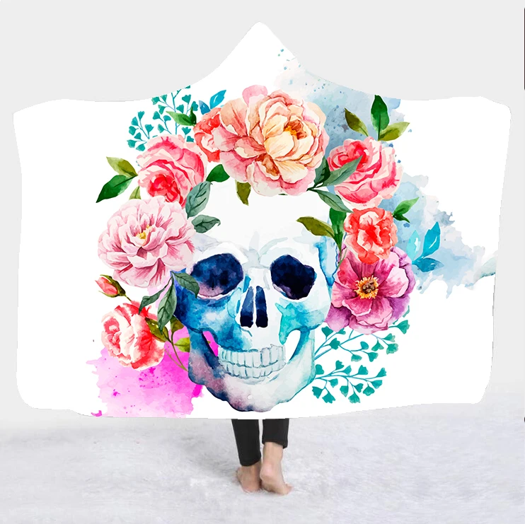 Агрессивный ESSE QUAM VIDERI Sugar Skull 3D печатное плюшевое одеяло с капюшоном для взрослых