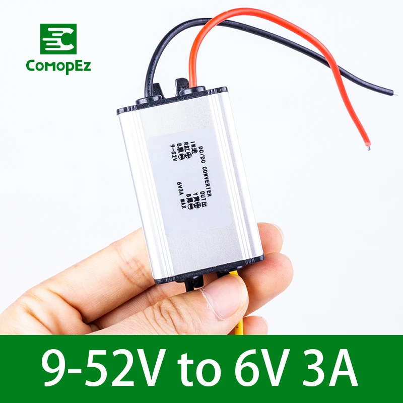 

9-52V to 6V 3A DC DC Converter Voltage Reducer Buck Step Down Module IP68 DC Requency Regulator for Car Solar Panel Power System
