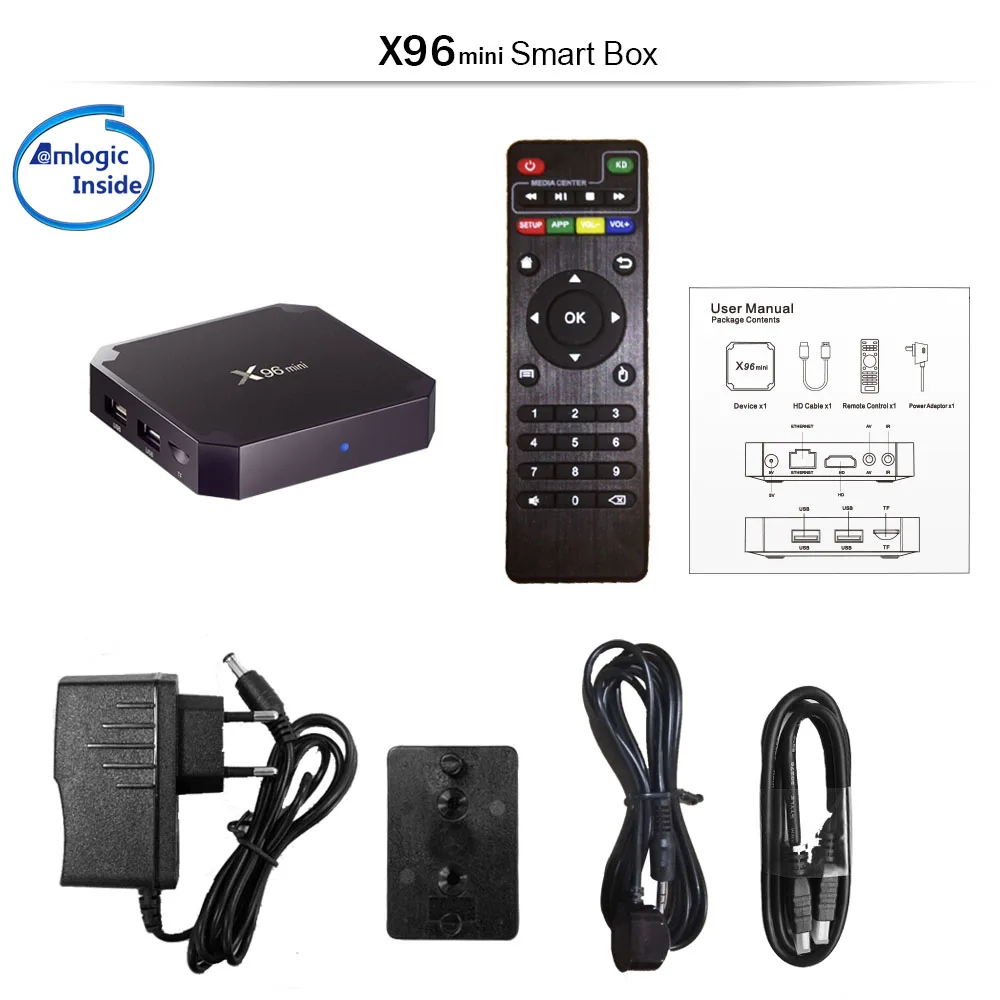 X96mini Android 7.1 X96 mini четырехъядерный Smart TV BOX ТВ Бокс 1 ГБ +8 ГБ2 +16 S905W поддерживает 2.4G