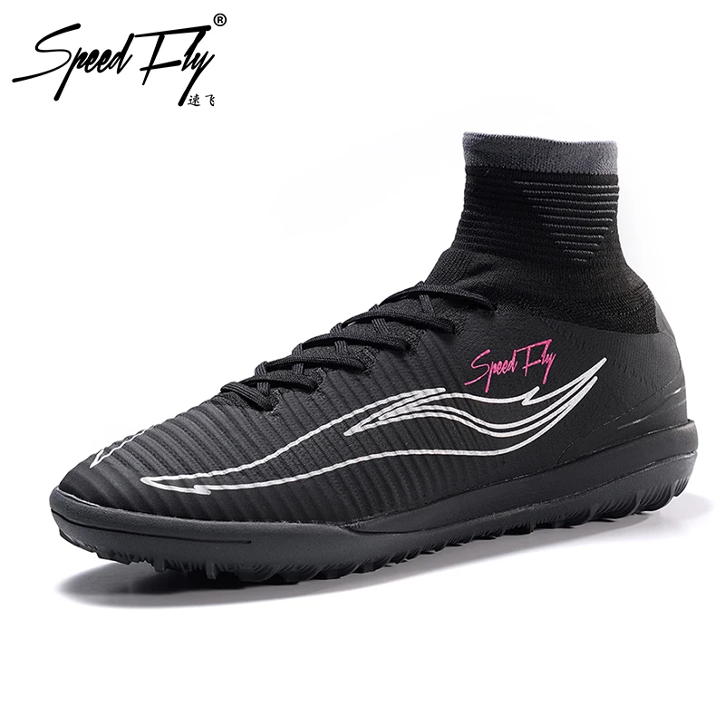 

Speedfly Men Superfly Football Boots TF High Ankle Professional Deep Grey Soccer Cleats Outdoor Sport Shoes Sneakers