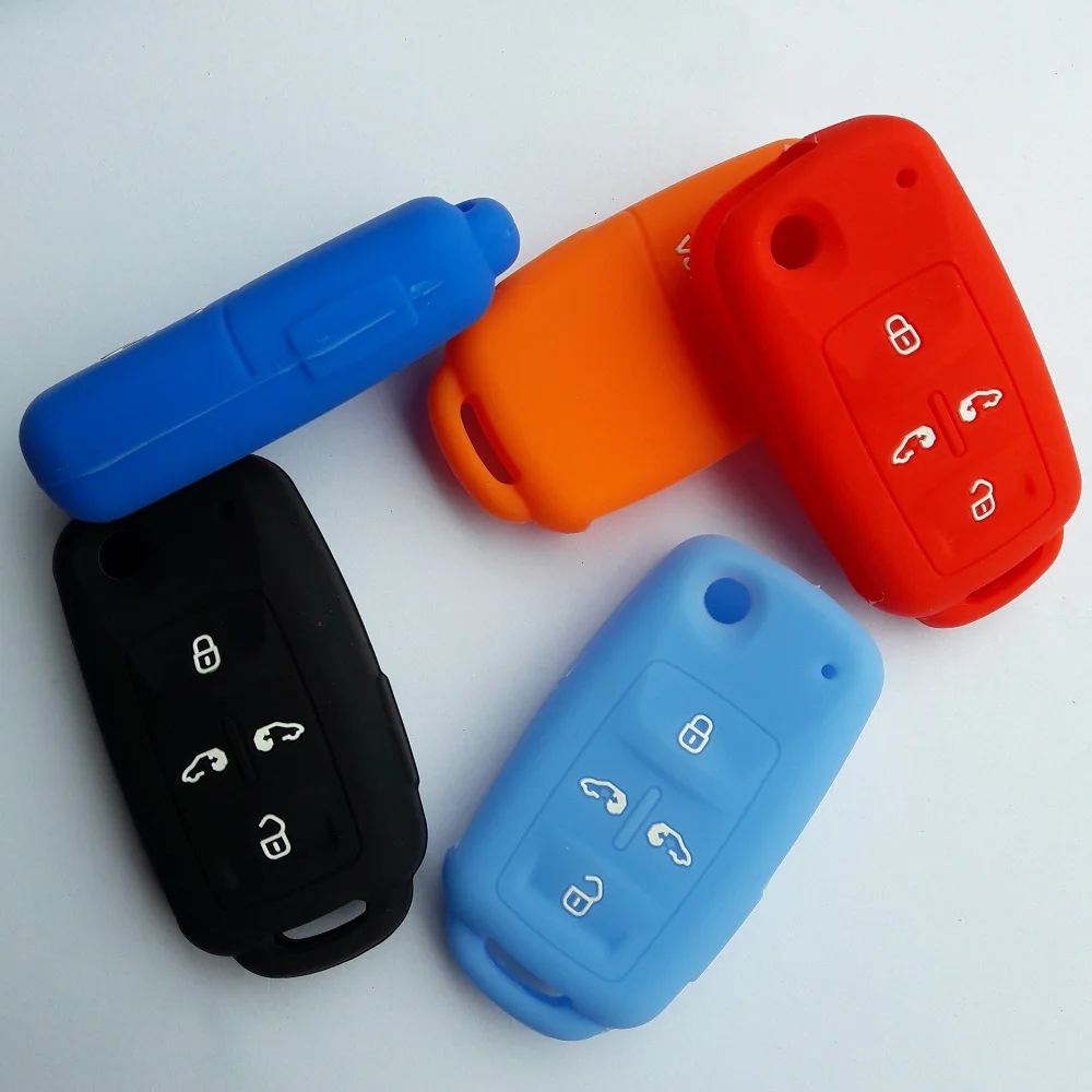 RUNFA AUTO Funda piel silicio LLAVE caso clave para Volkswagen VW Sharan Multivan T5 MVP 4 + pánico 5 botón flip plegable clave FOB