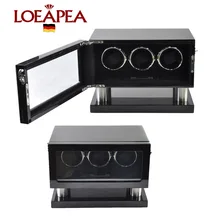 Дизайн часы winder box светодиодный свет+ ЖК-сенсорный экран 3 автоматические часы катушечная моталка со стеклянным окном роскошная деревянная упаковочная коробка