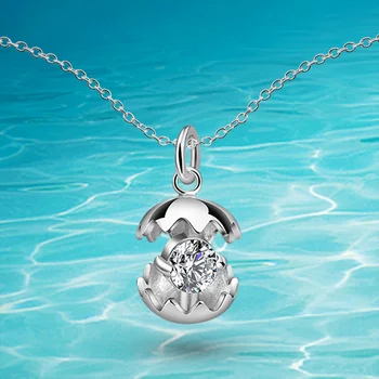

lady birthday presents fashion 925 solid silver necklace woman lovely angel eggs pendants necklace Free shipping