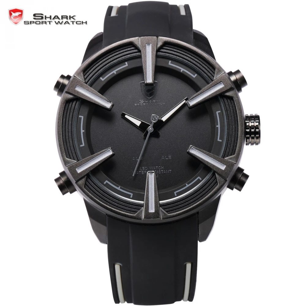

Dogfish Shark Sport Watch Multiple Time Zone Date Day LED Relogio Rubber Strap Digital Quartz Military Mens Wrist Watches /SH388