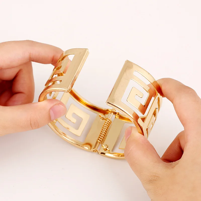 KMVEXO Gold Color Punk Bangle Bracelets For Women