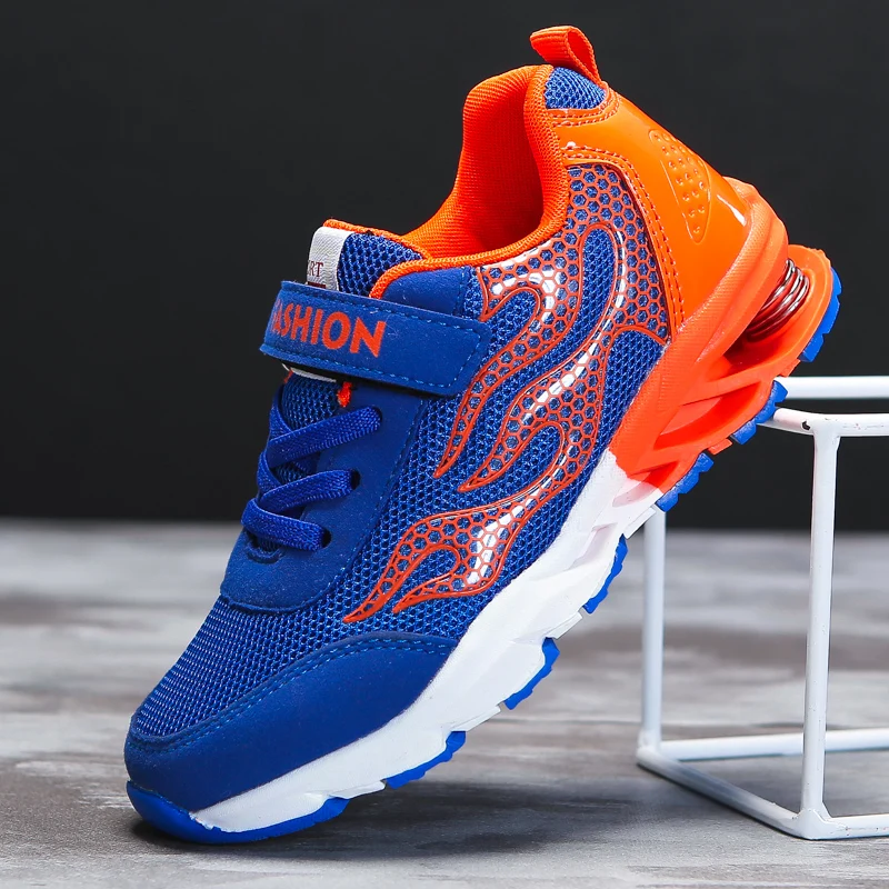 2018 новый стиль дизайн пламени Детские кроссовки Shox для мальчиков весенняя обувь