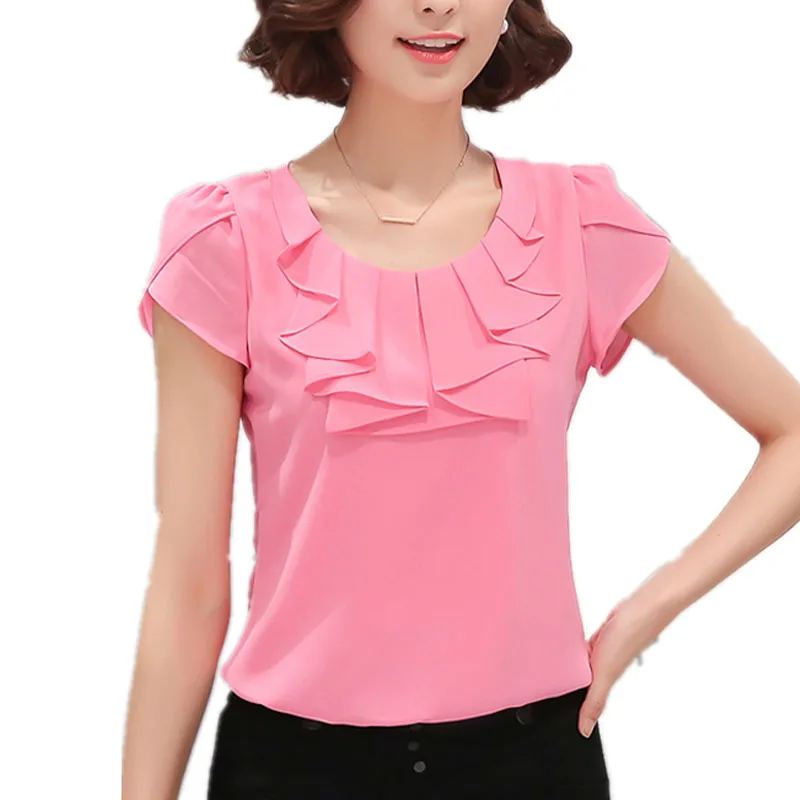 Летняя модная блузка, рубашки с короткими рукавами, шифон, блузка офисная,рабочая одежда, сорочка, большие размеры 3XL женские топы, 861C