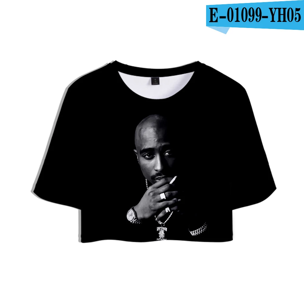 2Pac Tupac Amaru Shakur 3D принт Midriff-baring футболка женская летняя сексуальные повседневные вещи Harajuku короткий рукав Футболка Горячая Распродажа - Цвет: picture color