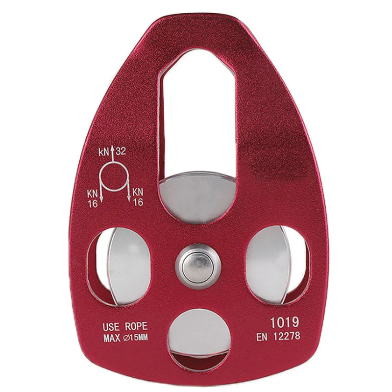 

32Kn Climbing Pulley Outdoor Travel Kits Single Fixed Micro- Rope Pulley Rappelling Survival Mountaineering Equipment