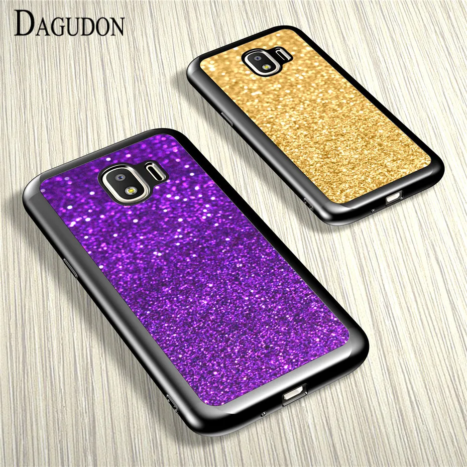 

DAGUDON TPU Phone Case For Samsung Galaxy J2 2018 J250 Luxury glitter Silicon Case Cover For Samsung J2 2018 gold protector case