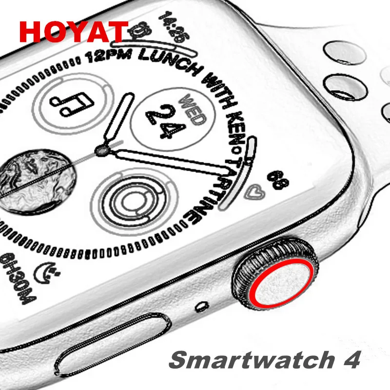 

2019 HOYAT Smart Watch Series 4 Heart Rate Smartwatch Alloy matte case 8 clocks For iphone7 8 X XR Huawei vivo oppo xiaomi