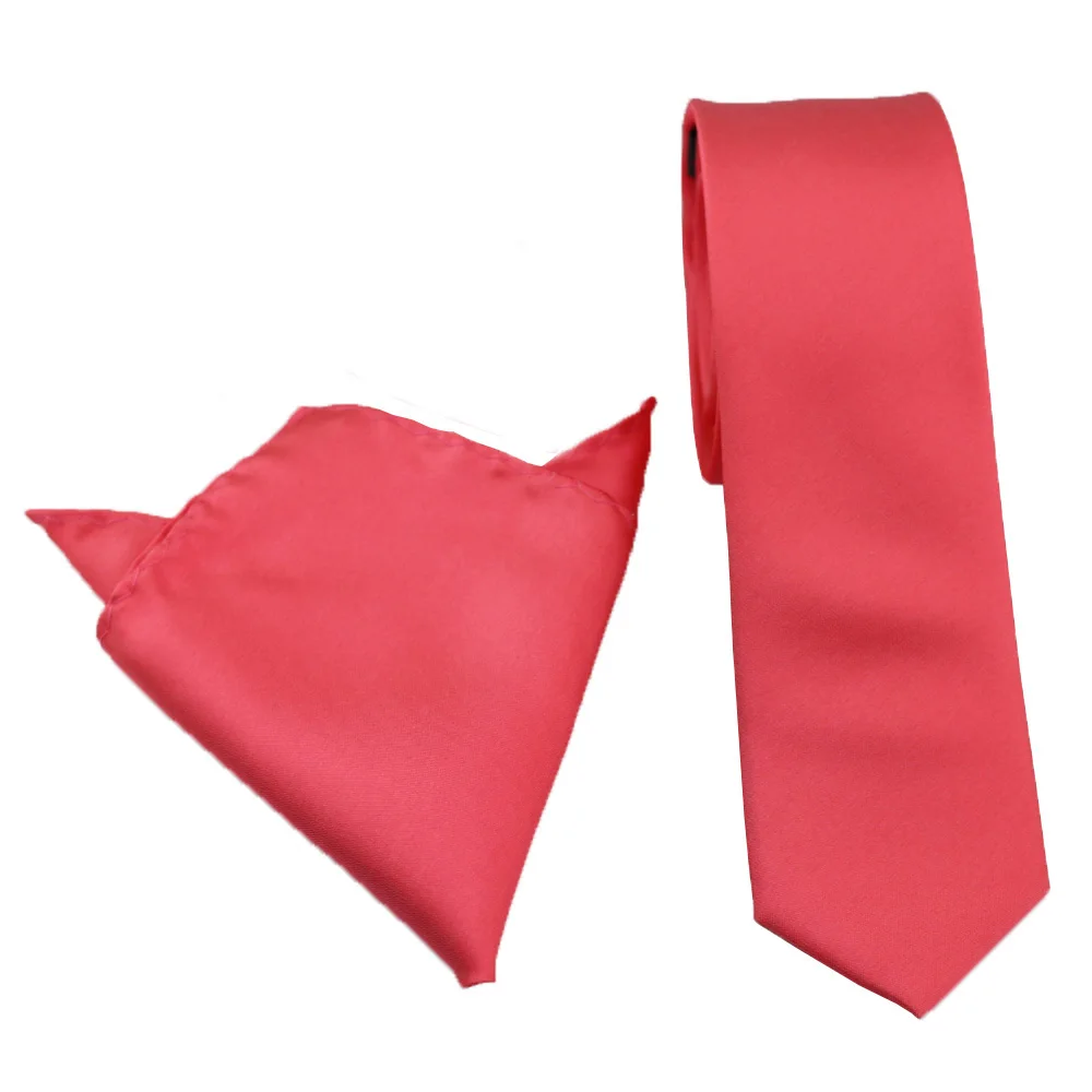 Coachella Галстуки простые темно-коралловый розовый/арбузно-красный сплошной цвет тонкий галстук формальный галстук-карман квадратный галстук-бабочка - Цвет: 6cm Tie Hanky