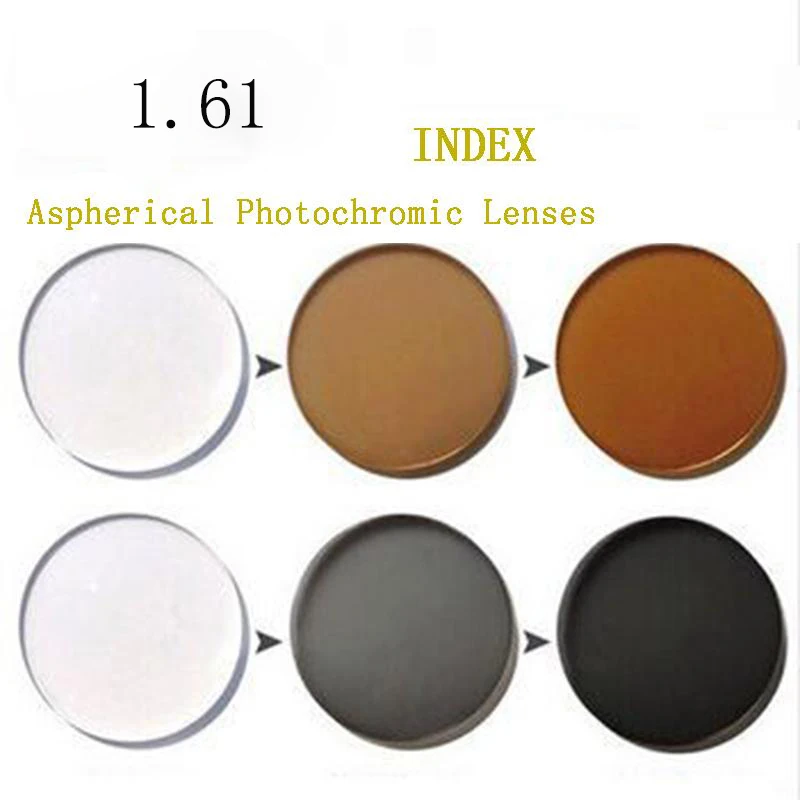 

1.61 index grey/brown High quality photochromic prescription colored Lenses eyes oculos de grau opticos myopia