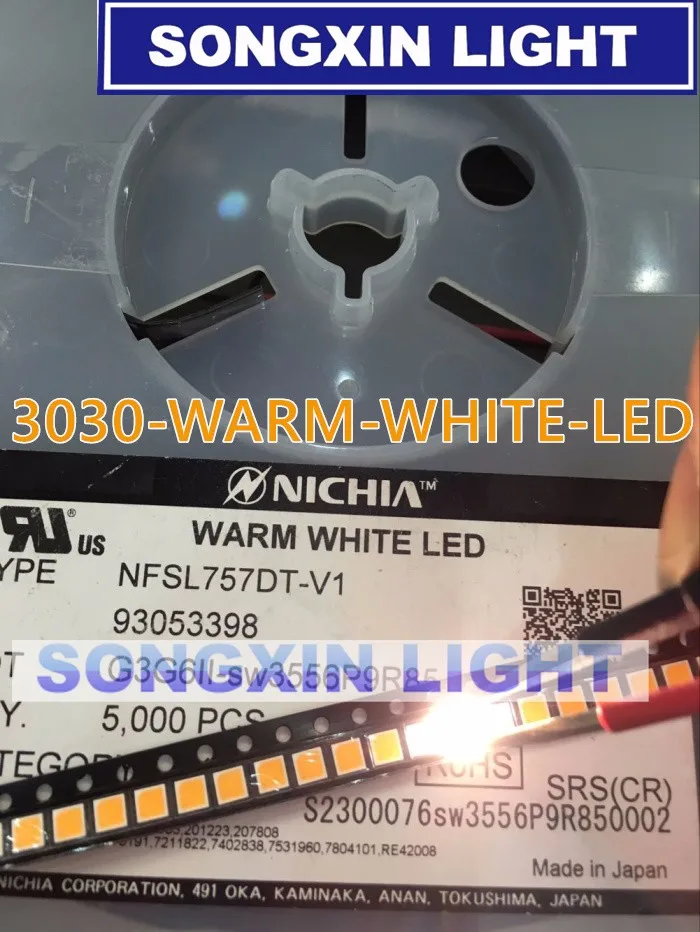 Светодиодсветодиодный лампы NICHIA SMD 1000 3030 K теплый белый 1 Вт 3000 мА NFSL757DT-V1 диодов шт.