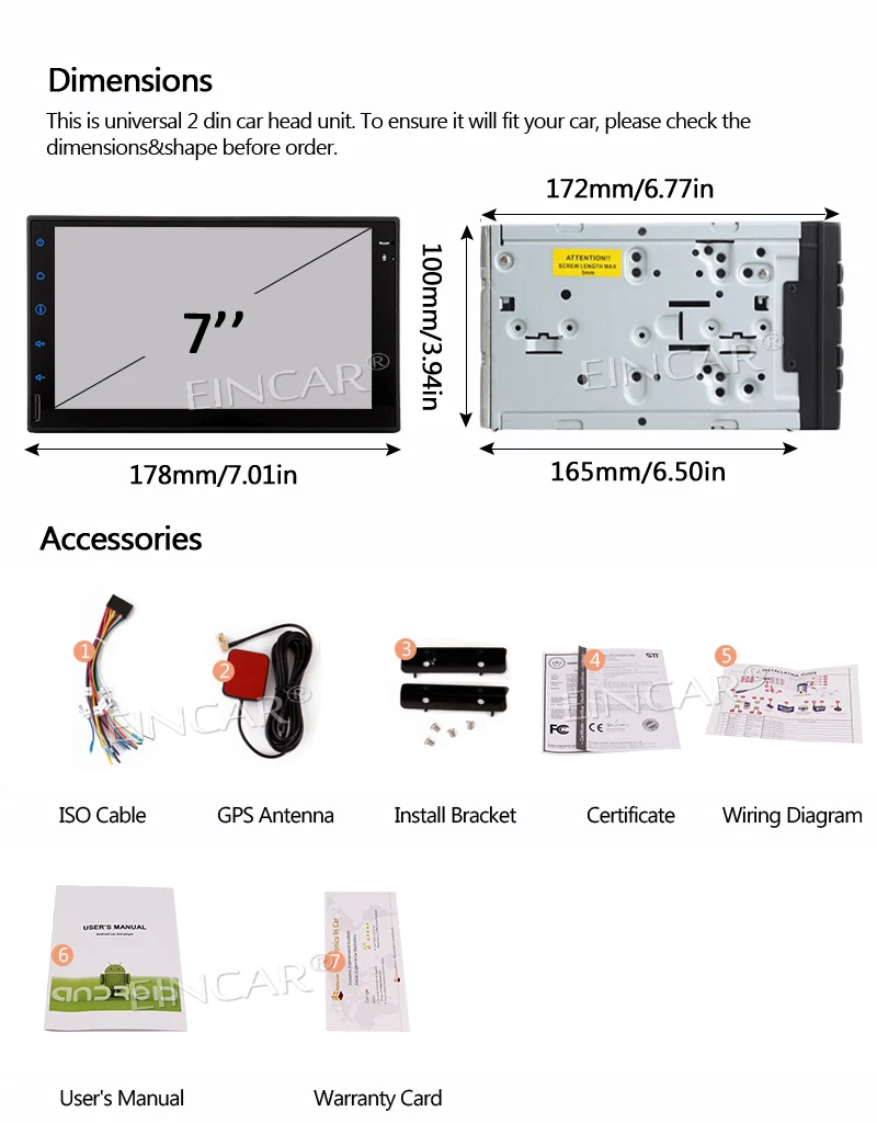 Cheap 2 Din Touchscreen Andorid 6.0 Bluetooth Handsfree Calling LCD Monitor USB/Micro AM FM Radio RCA AUX Input Backup Camera Included 9
