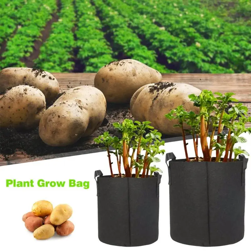 PE Bag Potato Cultivation Planting Woven Felt Bags Garden Pots Planters Tool Foldable Saving Storage Space For Potatoes Tomatoes