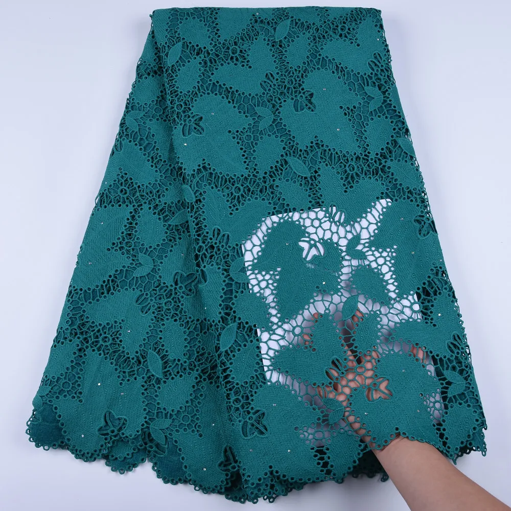 

African Guipure Lace Fabric 2019 French Cord Lace Fabric Embroidered Nigerian Tulle Voile Lace Fabric With Stones For Wedding
