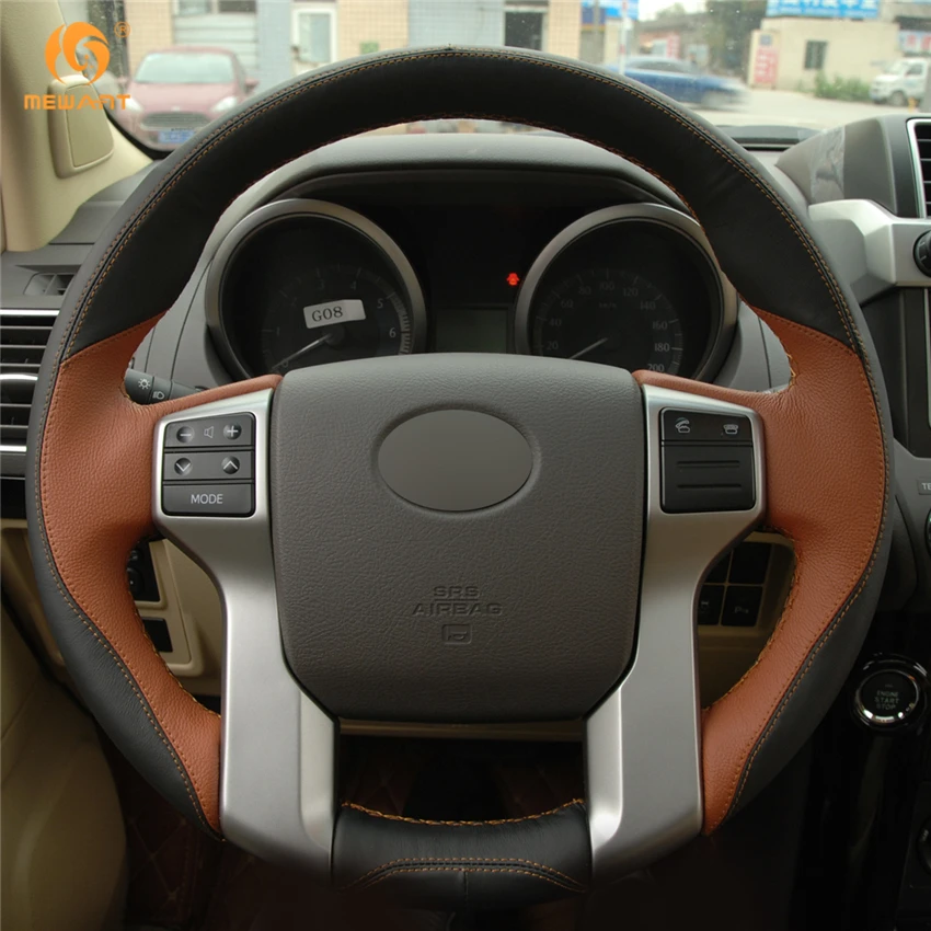 Черно коричневая кожа Чехол рулевого колеса автомобиля для Toyota Land Cruiser Prado 4runner 2010
