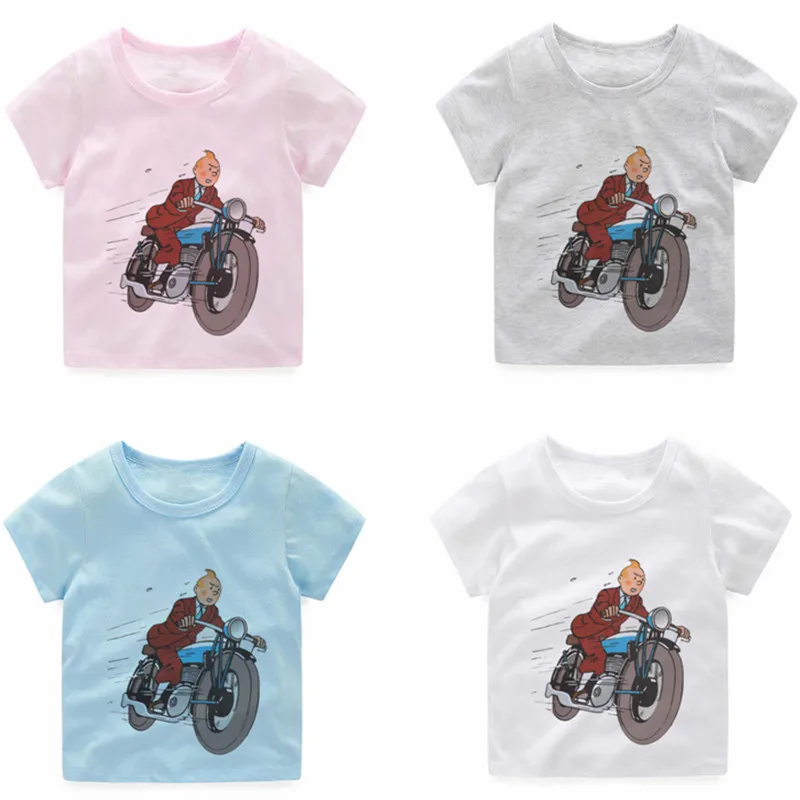 

Kid's Cartoon The Adventures of Tintin Print T-shirts Boy and Girl Funny Cartoon Tops Kids Casual Clothes T-shirt for Boys Girls