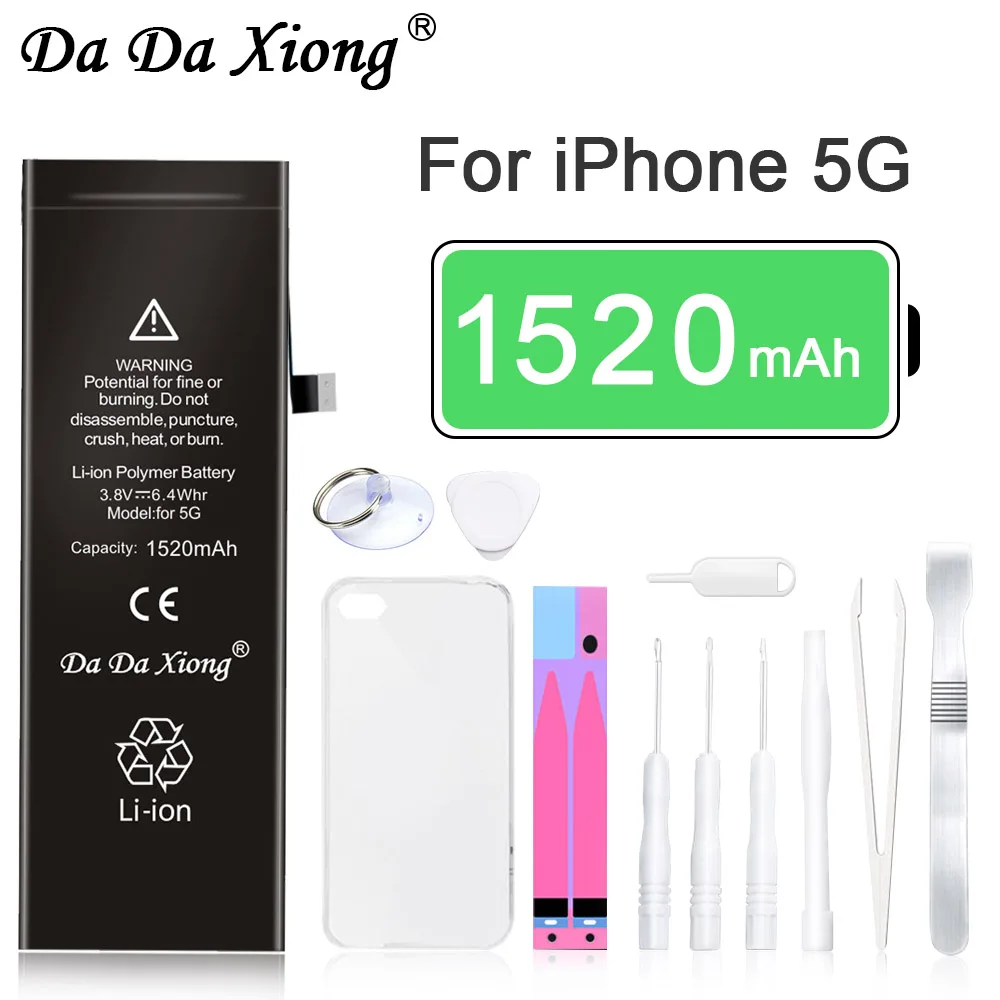 2018 Da Xiong литиевая батарея для iPhone 5 стандартная iPhone5 литий ионная 1520mAh Батарея с