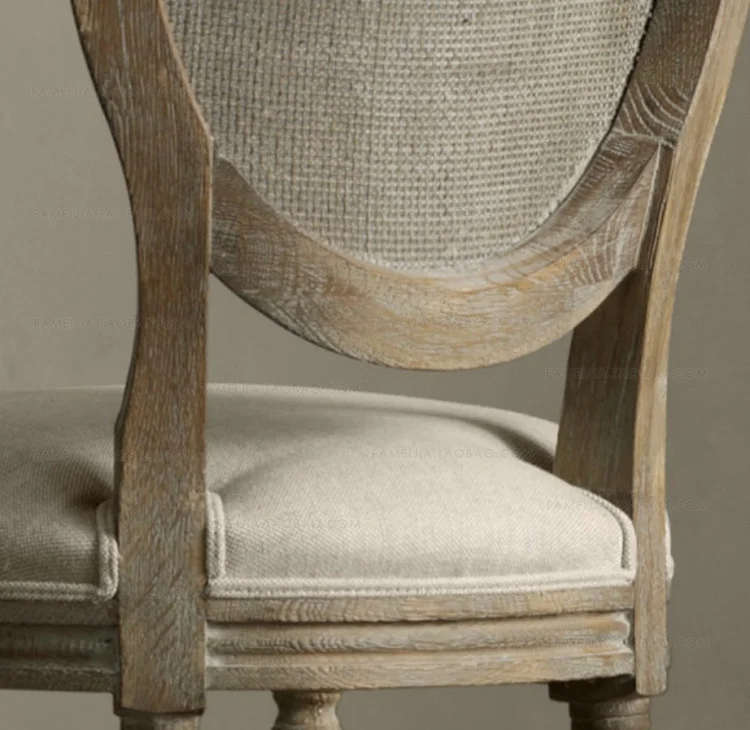 French rural style furniture / ellipse back chair/cane and linen/oak solid wood dining chair/desk chair/armchair 2 type