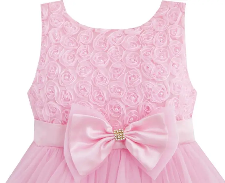 Sunny Fashion платья для девочек платье Цветок Девушка Платье Розовый Роза Галстук
