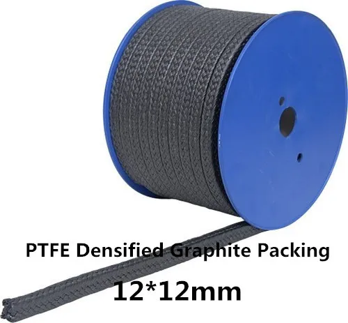 

12*12mm Expanded Graphite Packing PTFE Filled 1KG /Black Ptfe teflon graphite packing for Compression Packing Seal