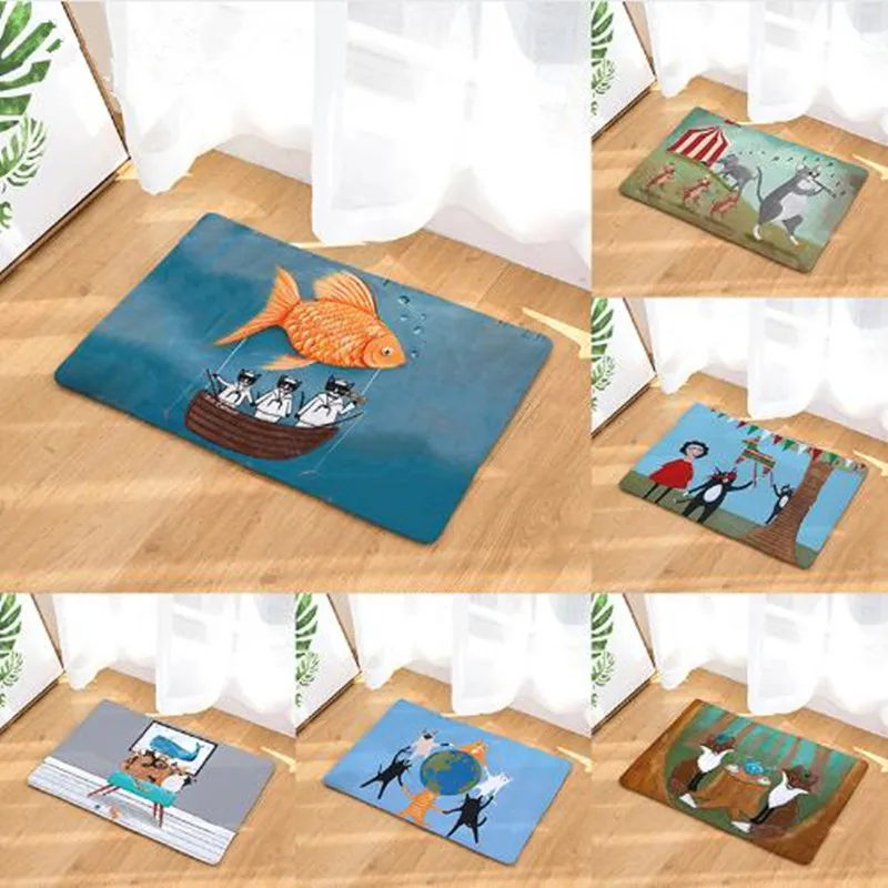 Anti-Slip Waterproof Door Mat Cartoon Cat Elephant Mouse Carpets Bedroom Rugs Decorative Stair Mats Home Decor Crafts