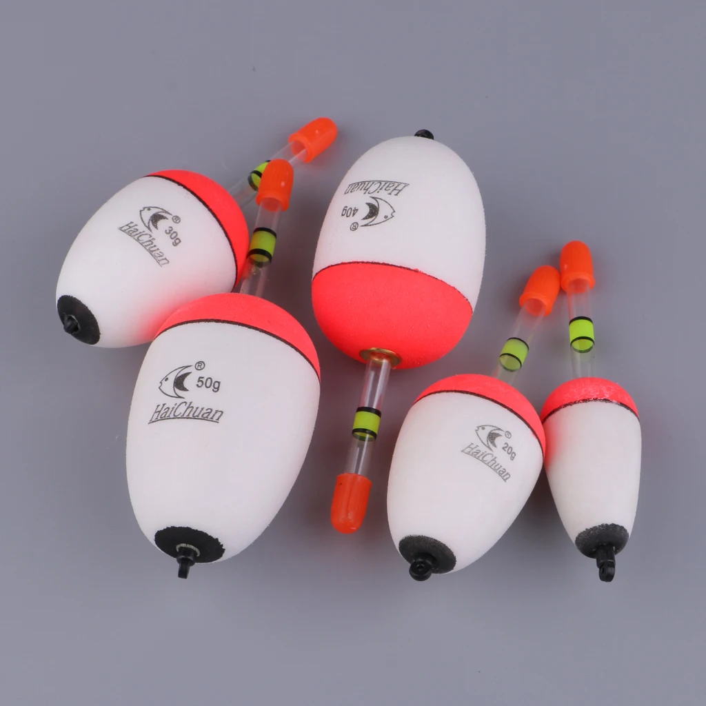 5pcs Luminous Fishing Bobbers EVA Foam Float Drift Fishing Floats 10g-100g Higher Buoyancy For Sea Night Fishing
