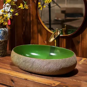 

Factory Direct Selling Washbasin Ceramic Elliptical Ceramic Face Pot Platform with 100 Restoration Toilet Pots 1665